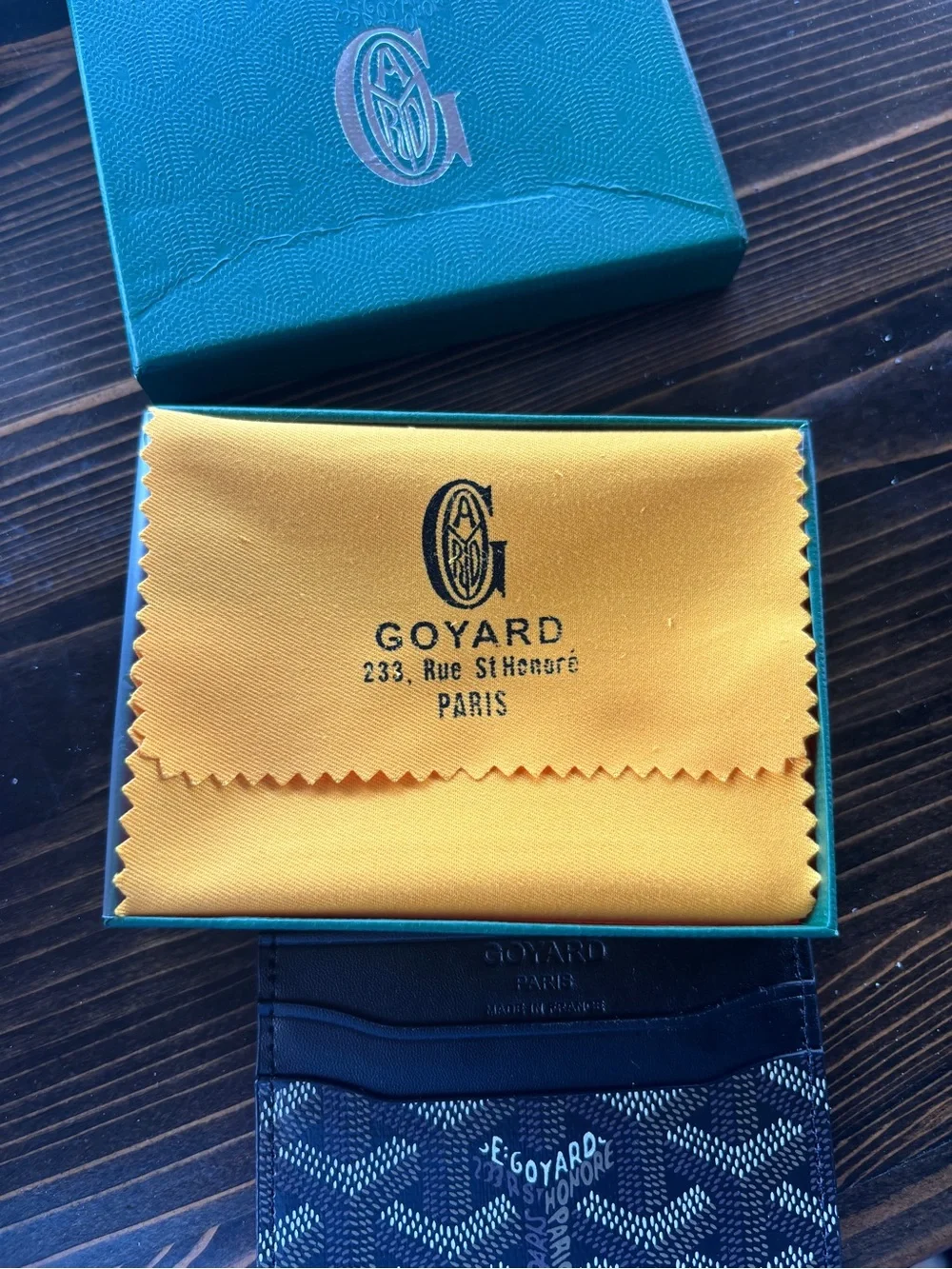 Goyard Green Goyardine Slim Card Holder with Contrast Accent